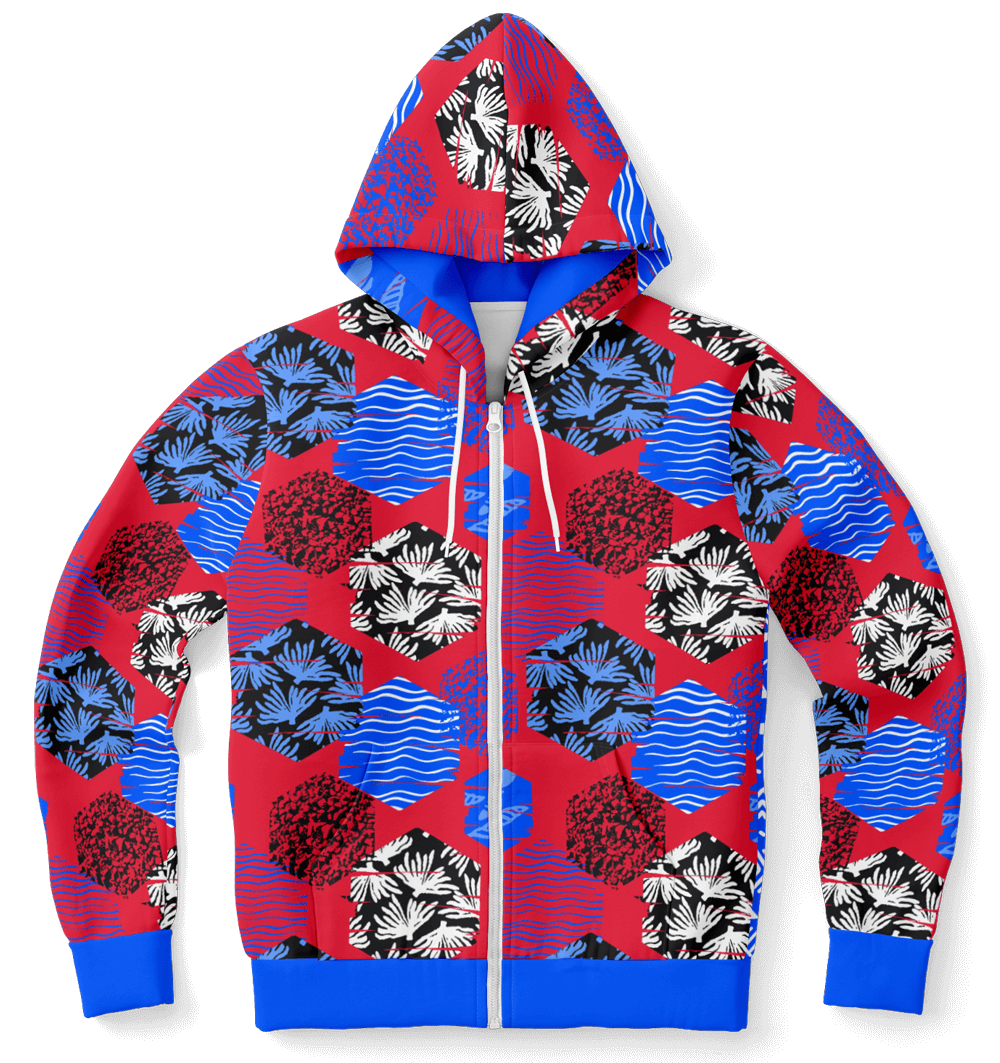 Fashion Zip-Up Hoodie - AOP